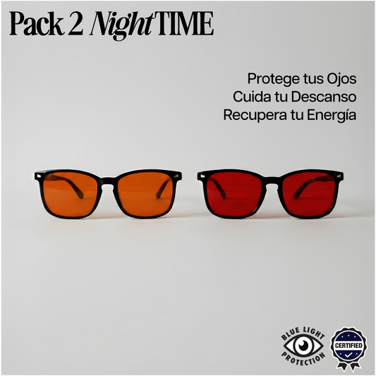 SET NightTIME™ x2 | Pack de 2 Lentes Anti Luz Azul Noche Unisex